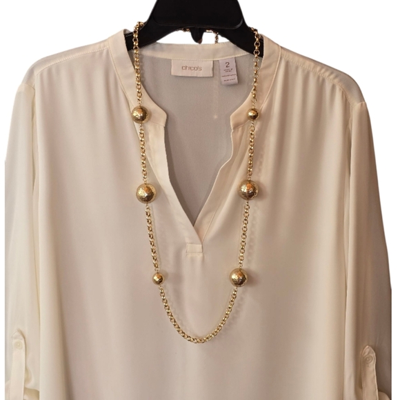 Chico's Jewelry - Chico's Hammered Goldtone Ball Chain Link Vintage Necklace